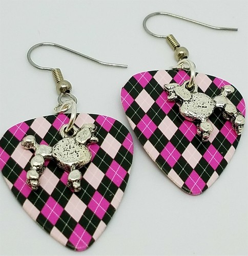 Poodle Charm Guitar Pick Earrings - Pick Your Color - Picture 7 of 8