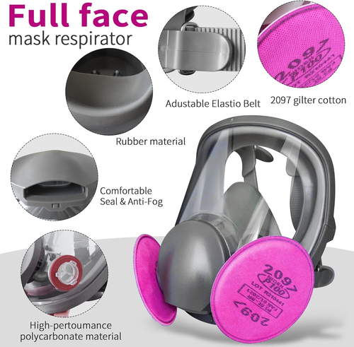 17 in 1 Full Face Respirator Mask Reusable Gas Cover Organic Vapor Respirator - Picture 3 of 12