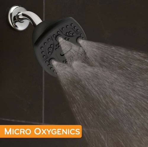 Oxygenics Square Shower Head, Fixed Amplifying Technology 6 SETTINGS Matte Black - Picture 7 of 10