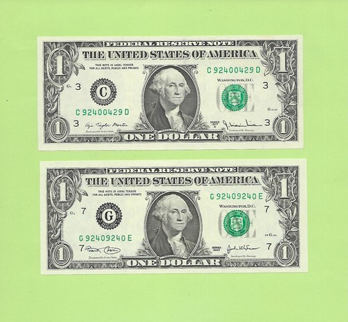 '9240 0429 & 9240 9240' .. MATCHING (2) .. UNCIRC $1  1-RADAR & 1-REPEATER - Picture 1 of 2