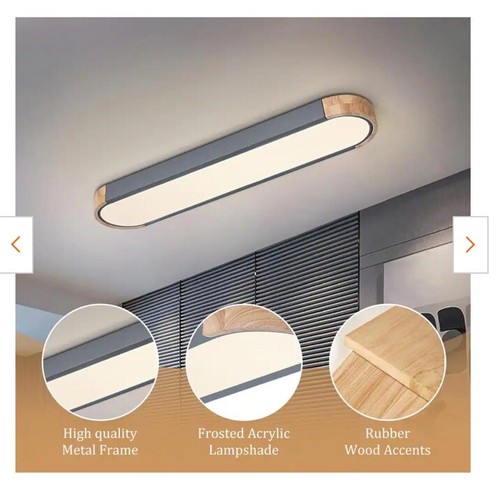 Lumin 38 in. 1-Light Gray LED Flush Mount Long Oval Ceiling Light - Picture 3 of 24