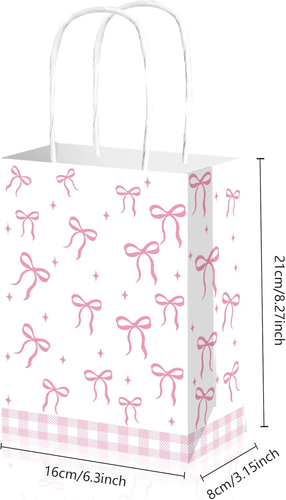 12 Pack Pink Bow Party Favor Bags, Gift Candy Treat Bags Pink Coquette Birthday - Bild 2 von 7