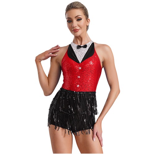 Damen Body Glitzer Kostüm Zauberer Turnanzug Ballsaal Strampler Unitards - Bild 8 von 44