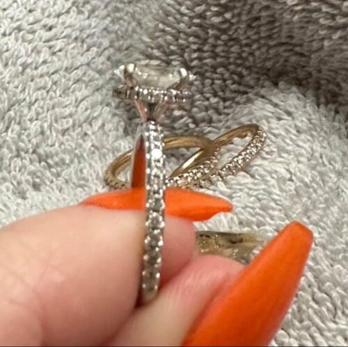 3 carats total weight, Center Stone Lab Created, diamond wedding ring set - Picture 3 of 4