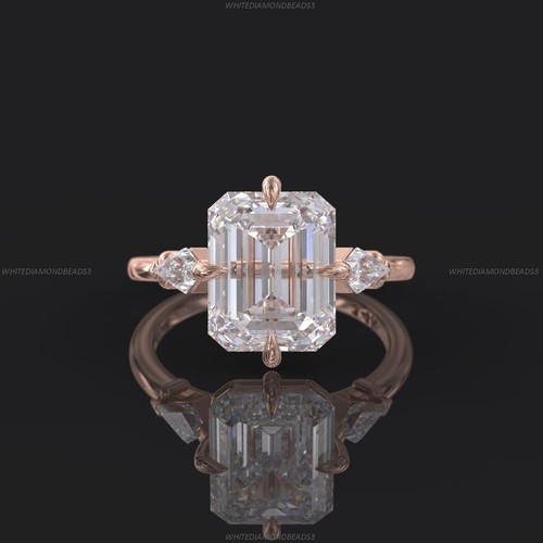 Moissanite cathedral Art Deco Anniversary Engagement Ring For Girls 14k Gold - Bild 3 von 6