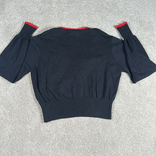Red Cherry Black Embroidered Cardigan Pullover XL Belle Poque Langarm - Bild 5 von 7