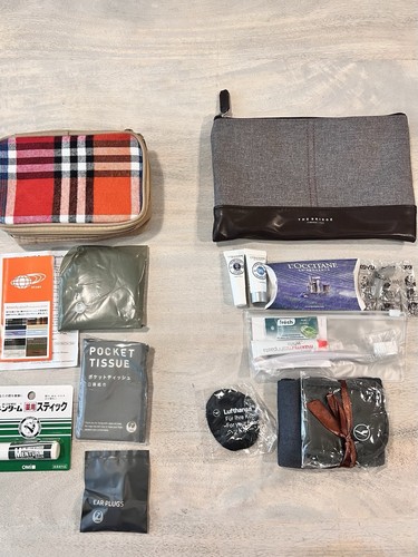 Lufstansa Airlines and Japan Airlines Amenity kits