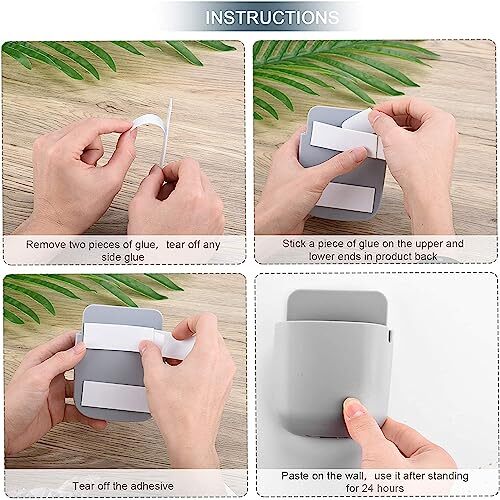 3 Pack Wall Mounted Remote Control Holder Hole-Free Self Adhesive Storage Gray - Bild 5 von 7