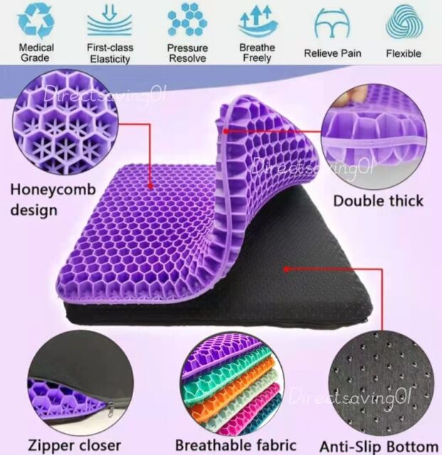 Double Layer Gel Honeycomb Seat Comfort Support Cushion Cooling Flex Pain Relief Double Layer Gel Honeycomb Seat Comfort Support Cushion Cooling Flex Pain Relief