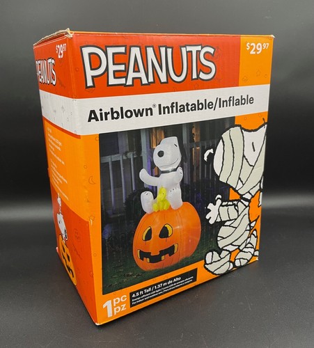 GEMMY PEANUTS Airblown Inflatable Snoopy Woodstock Pumpkin Halloween 4.5 Ft LED - Bild 2 von 8
