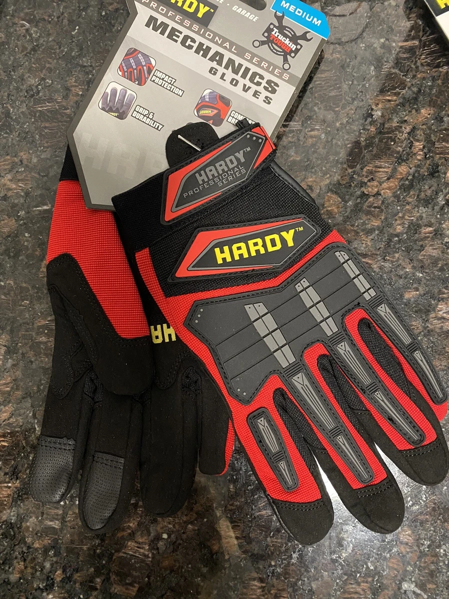 HARDY Men Gloves Professional Series Black/Red Mechanic Gloves Size Medium  M