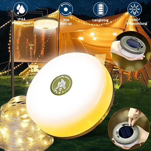 LED Campingleuchte Outdoor Camping Lampe Zelt Licht Aufladbar Laterne Atmosphäre - Bild 13 von 16