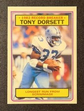 1983 Topps Football - TONY DORSETT #2 "1982 Record Breaker" - Dallas Cowboys HOF