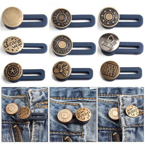 5pc Metal Button Buckle Extender For Pants Jeans Sewing Waistband Retractable - Picture 3 of 27