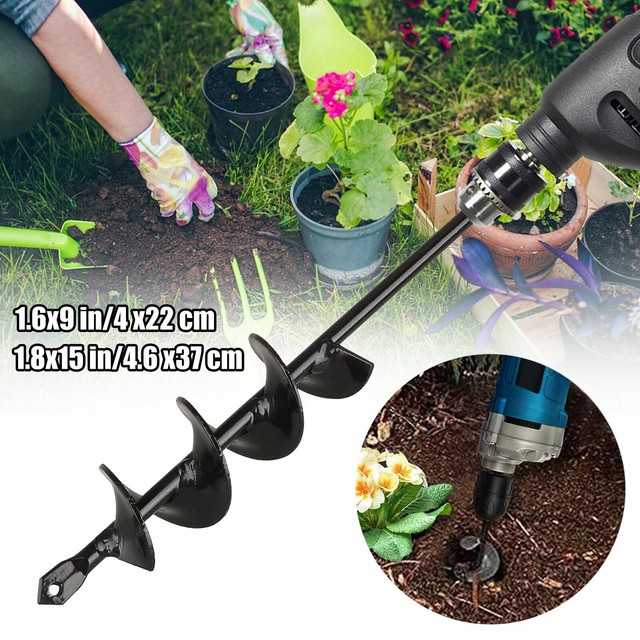 1.6 * 9in Bulb Planter Tool Quick Drill for Seedling and Bedding CREPUSCOLO Garden Spiral Drill Bit Bit Hole Digger Tool for Planting Flower Plant Drill