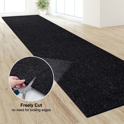 Black Runner Rug Hallway Non Slip Rubber Back Entryway Kitchen Runner Door Mat - Picture 8 of 17