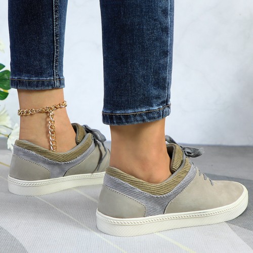 Damen-Sneaker Echtleder Freizeit Cord niedriger Besatz - Bild 15 von 29