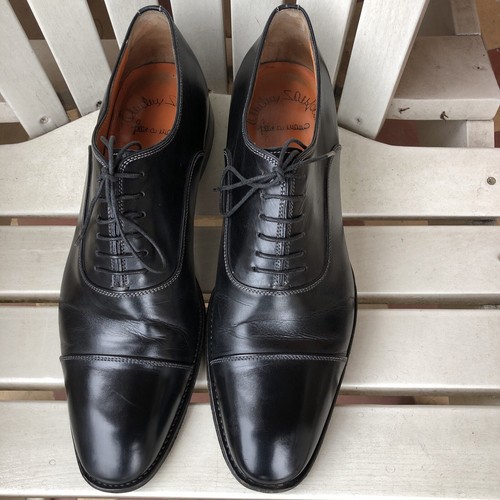 Santoni Herren schwarz Lederkappe Zehenpartie Oxford Schuhe Größe UK 7 EU 41