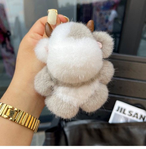 Adorable Llavero de Piel de Visón Real Vaca Pompompom Bolso de Pelota de Piel Dije Coche Teléfono Colgante Regalo - Imagen 7 de 11