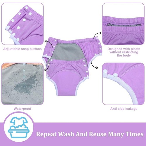 Waterproof Incontinence Underpants Adult Diaper Cover Leak Proof Washable - Picture 2 of 14