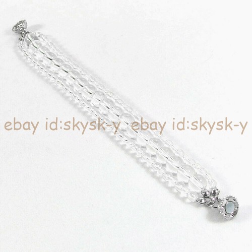 3 Strands 4mm 8mm Round Gems Beads Twisted Bracelet 7.5'' Magnetic Clasp - Picture 143 of 156
