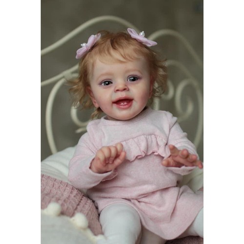 24" Reborn Baby Dolls Toddler Girl Yannik Cloth Body Rooted Hair Real Handmade - Picture 5 of 5