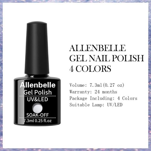 Allenbelle UV Nagellack Set 4 Farben,Gel Nagellack Geschenkset,Shellac Set Uv Ge - Bild 7 von 9