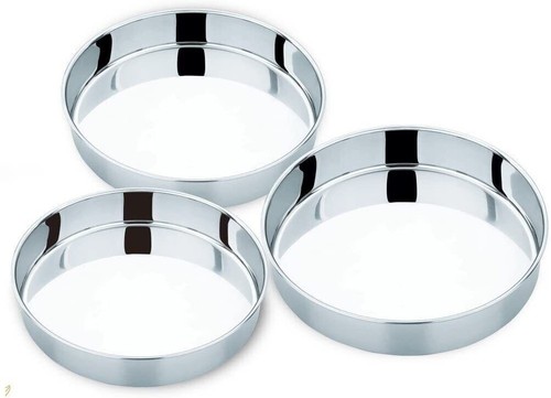 3er Set Ofenblech Backblech Rundblech Serviertablett Pizzablech Edelstahl Kuchen - Bild 2 von 7