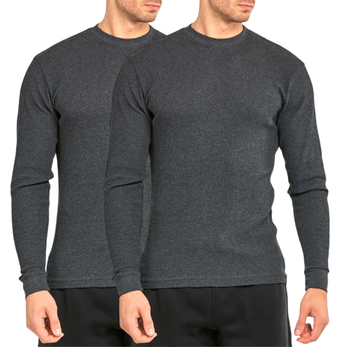 2 Pack Men's Cotton Thermal Shirts Waffle-Knit Long Sleeve T shirts Thick Tee - Picture 20 of 31