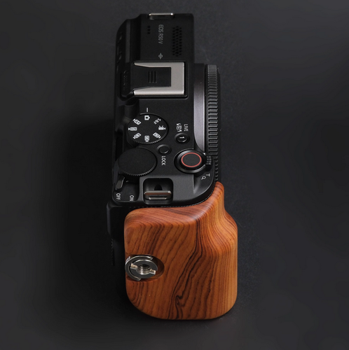 Impugnatura laterale per fotocamera in legno massello fatta a mano per Canon R50V - Foto 18 di 18