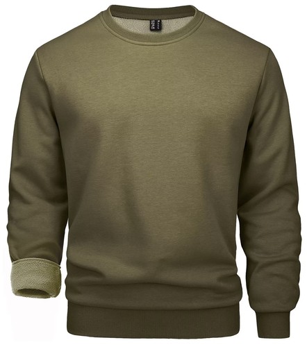 Mens Long Sleeve Crewneck Sweatshirt Casual Warm Fleece Lined Pullover Spring US - Picture 12 of 13