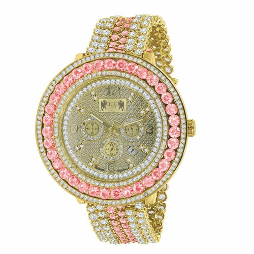 Herren Custom Big Face XXL Multi Color CZ Band & abnehmbare Lünette Armbanduhr - Bild 1 von 8