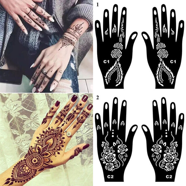 India Flower Tattoo Sticker Temporary Template Henna Bridal Stencil Hand Tattoo. India Flower Tattoo Sticker Temporary Template Henna Bridal Stencil Hand Tattoo.