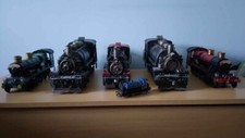 Hand Painted Metal Model Steam Locomotives, Red, Green, Blue, Black