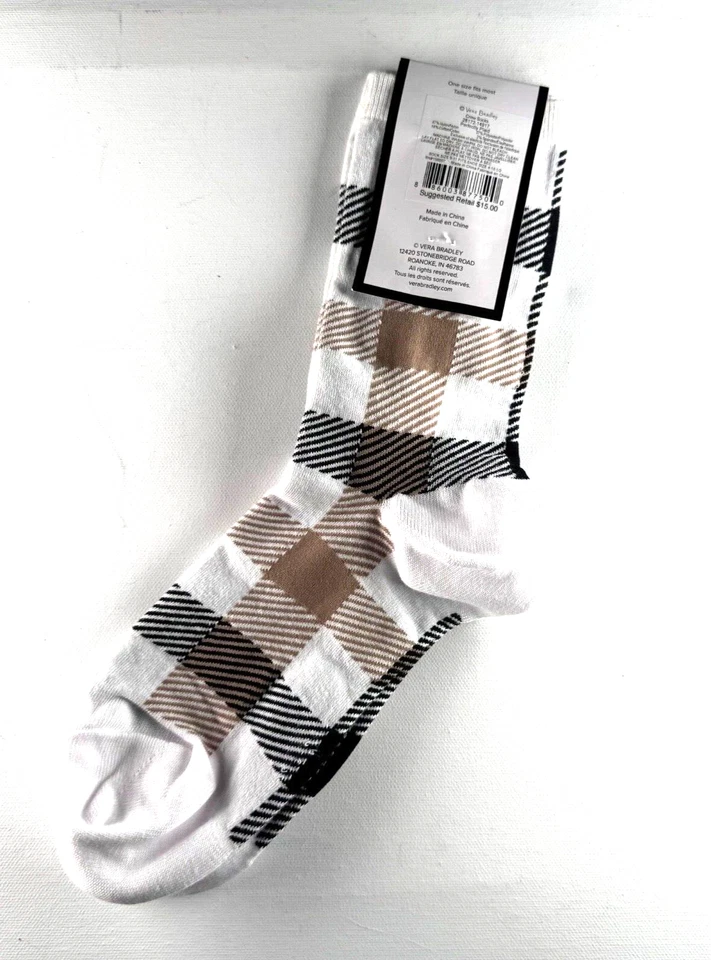 Vera Bradley Mujer Negro/Blanco/Bronceado Perfectamente Cuadros Calcetines Talla 4-10 Foto 4 de 4