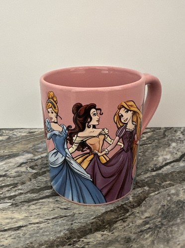 Disney Princess Coffee Mug 14 oz Ceramic Pink Belle Cinderella Ariel Tiana - Picture 3 of 5