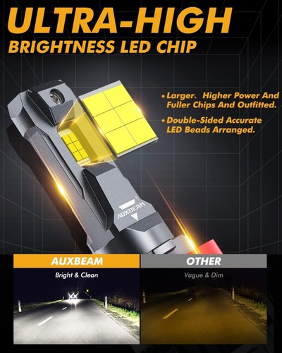 AUXBEAM H11 H9 H8 LED Headlight Bulb Xenon White Beam+CANBUS Kit 110W High Power - Picture 4 of 12