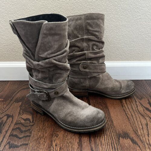 Clarks Majorca Villa Leather Suede 63165 Slouch Boots Grey Women's Size 6.5 - Picture 2 of 24