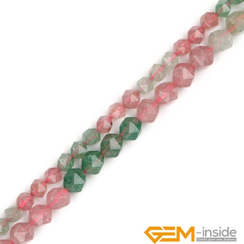Pink Cherry Quartz Natural Gemstone Faceted Loose Beads For Jewelry Making 15" - Foto 4 di 25