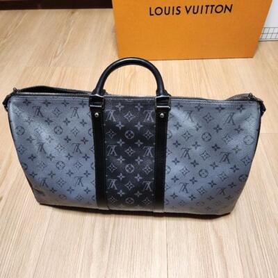 LOUIS VUITTON Keepall 50 Travel Bag Monogram Eclipse M45392 RARE - Black &  Gray