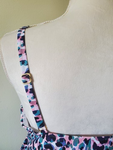 Leilani Women's 12 (M) Gemini Tiered Tankini Top Elastic Waist Padded Bra Multi - Picture 10 of 19