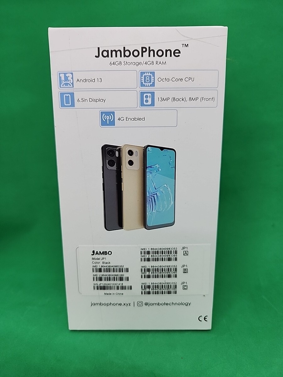 JamboPhone 6.1インチ Android 13 NEW Jambo SmartPhone Android 13 64GB Storage 4GB Ram. Black