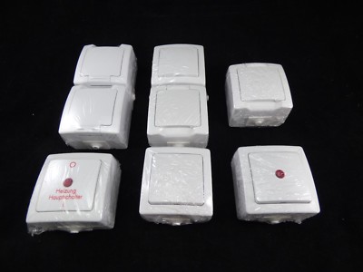grau Schalter Steckdose Taster Wechselschalter KOPP NAUTIC Aufputz IP44 weiß o