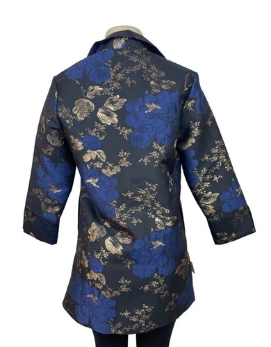 Grace Chuang Womens Blue & Gold Floral Brocade Blazer Size S - New - Picture 5 of 10