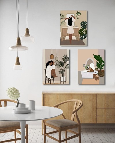 Framed African American Woman Canvas Wall Art Black Women Relax And Enjoy The... - Picture 9 of 10