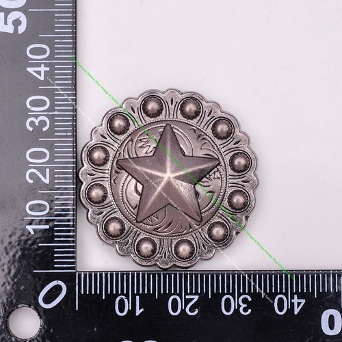 10X Antique Silver Texas Star Western Berry Leathercraft Saddle Bridle Concho - Bild 8 von 10