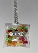 Gummy Bear Bag Necklace Silver Kids Candy Charm