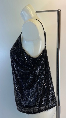 New Ladies Ex George Black Sequinned Cami Vest size 8 10 12 14 16 18 20 22 24 - Picture 2 of 4