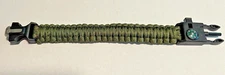 Paracord Bracelet 8 3/4" with Flint Fire Starter Scraper Whistle and compass