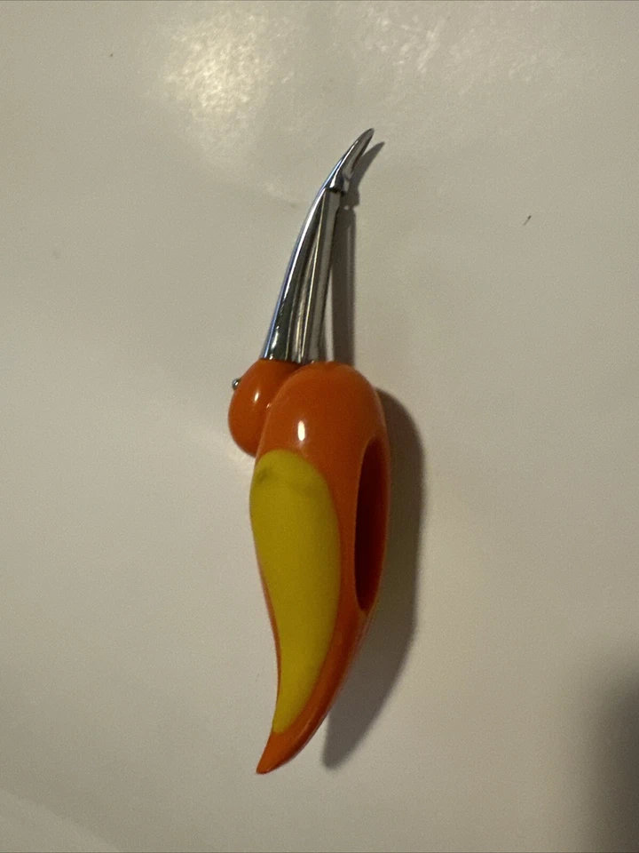 Pelador de verduras Boston Warehouse Bird plástico/silicona naranja amarillo excelente estado Foto 4 de 4
